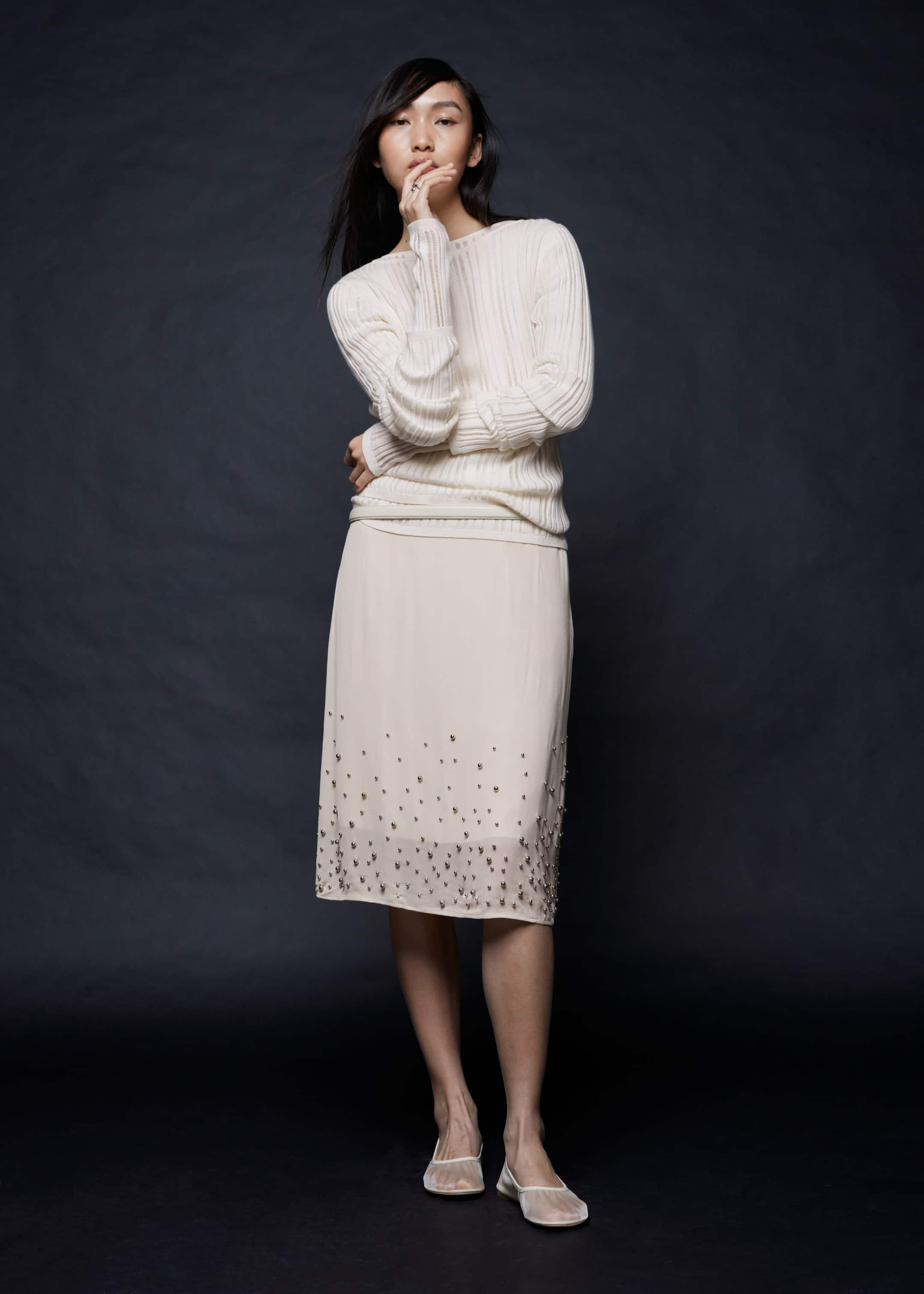 Image of Studded Midi Skirt