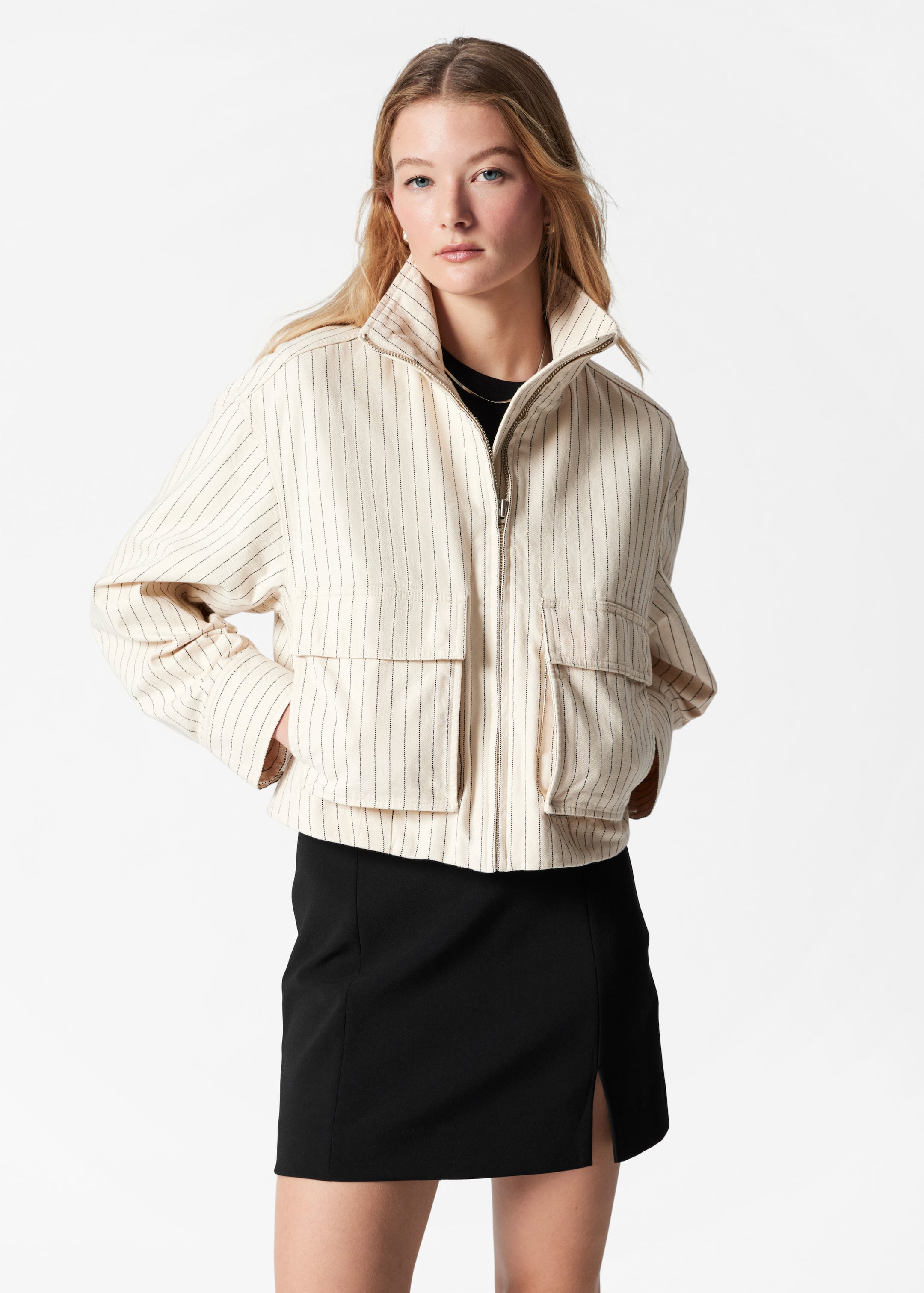 Patch-Pocket Jacket - Cream pinstripe - Lookbook