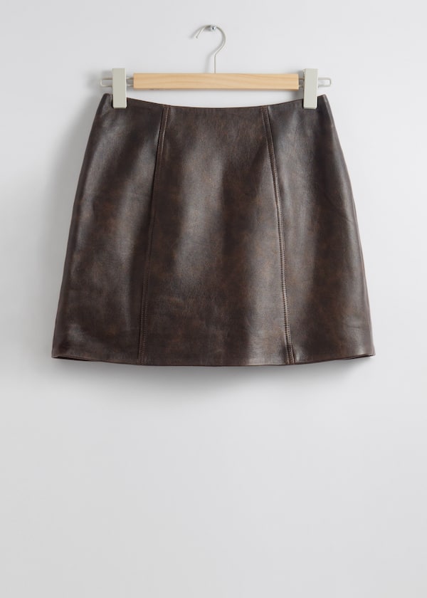 High-Waist Leather Mini Skirt