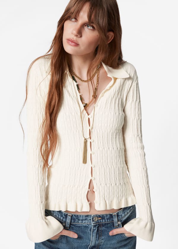 Knitted Collar Cardigan