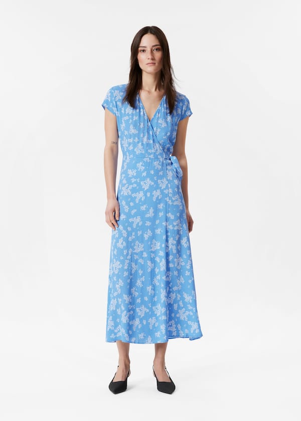 Printed Midi Wrap Dress