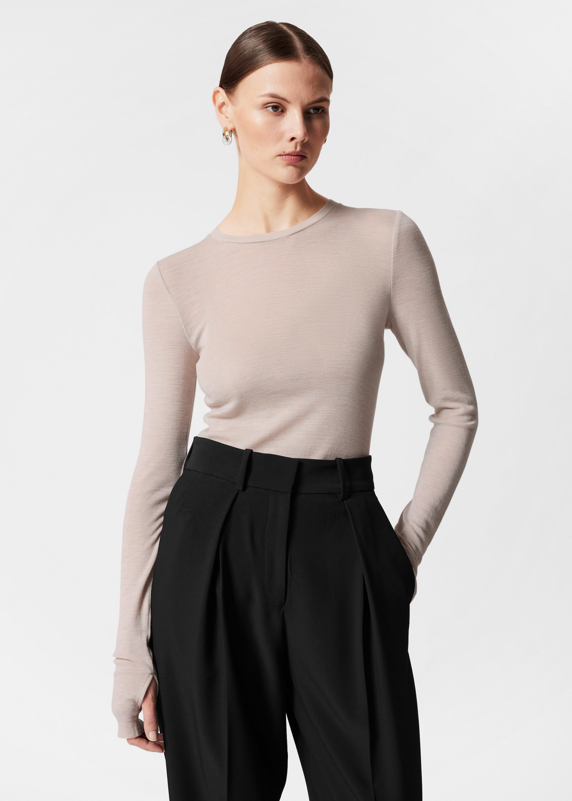 Sheer Wool Top - Mole - Lookbook