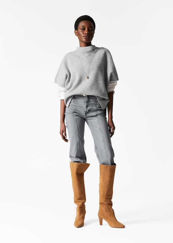 High-Waist Straight-Leg Jeans