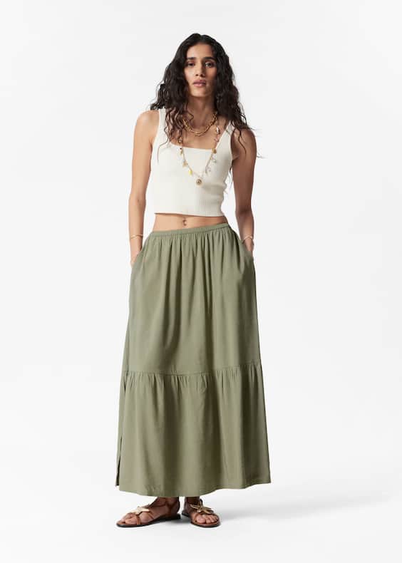 Tiered Midi Skirt