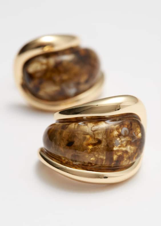 Marbled Dome Clip-On Earrings