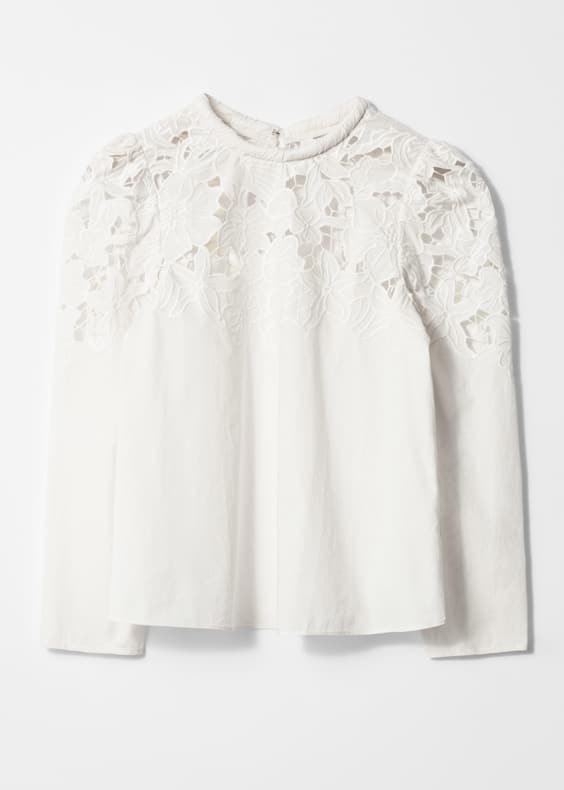 Embroidered Puff-Sleeve Blouse