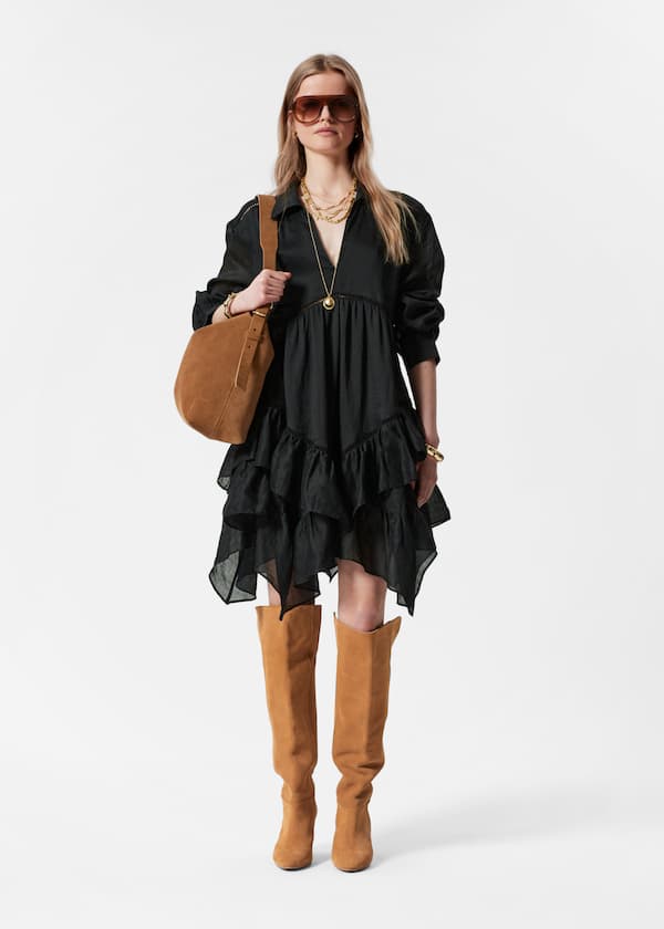Ruffle Ramie Mini Dress