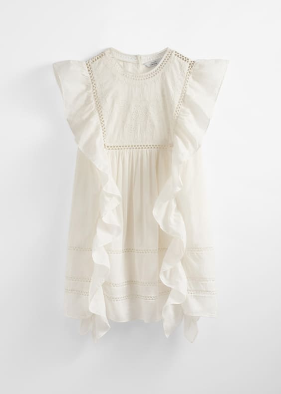 Embroidered Ruffle Mini Dress