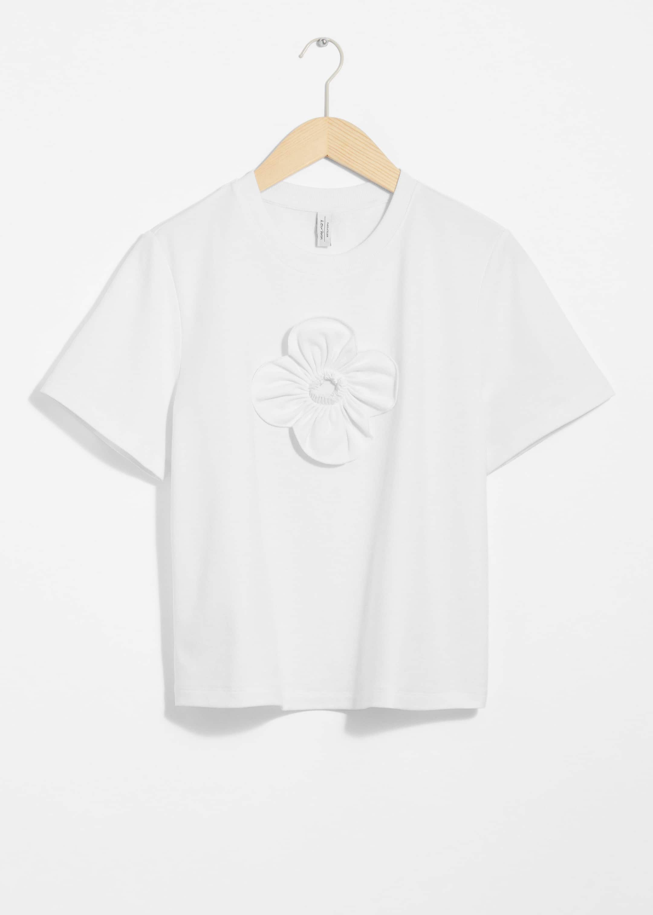 Floral-Appliqué T-Shirt - White - Still Life