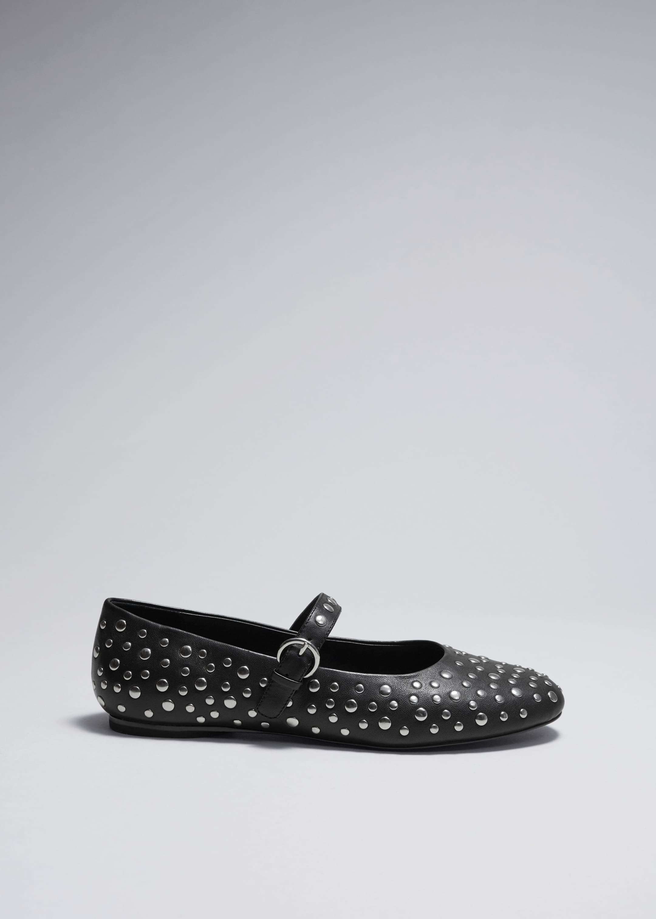 Studded Leather Ballet Flats Black Other Stories DK