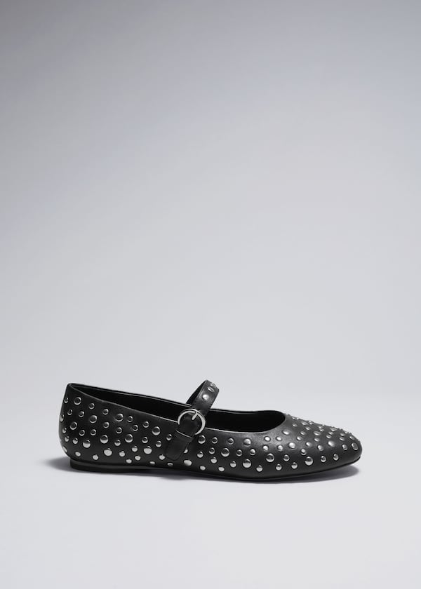 Studded Leather Ballet Flats