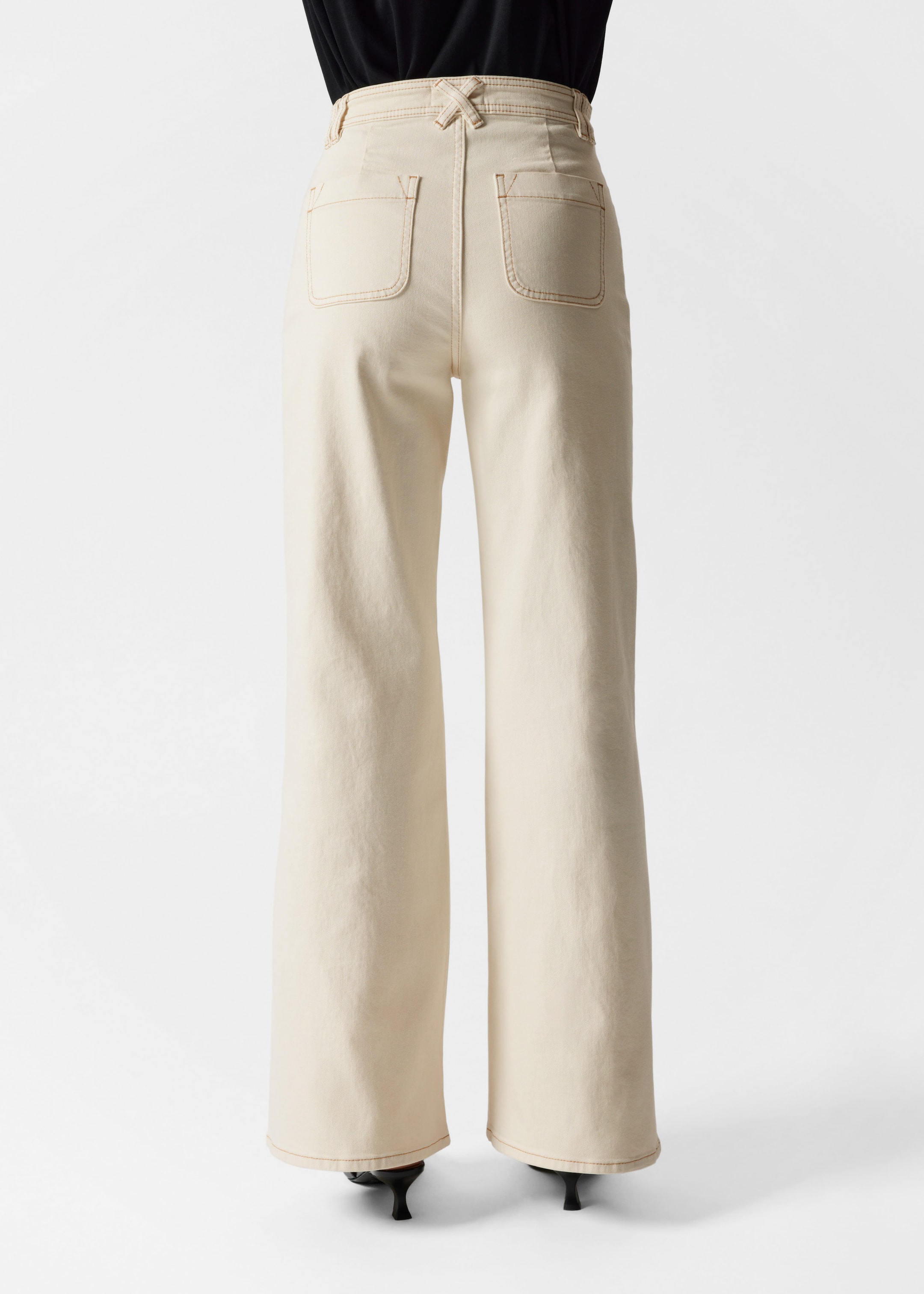 Patch-Pocket Bootcut Jeans - Cream - Lookbook