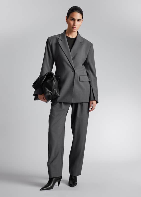 Tailored Wide-Shoulder Blazer