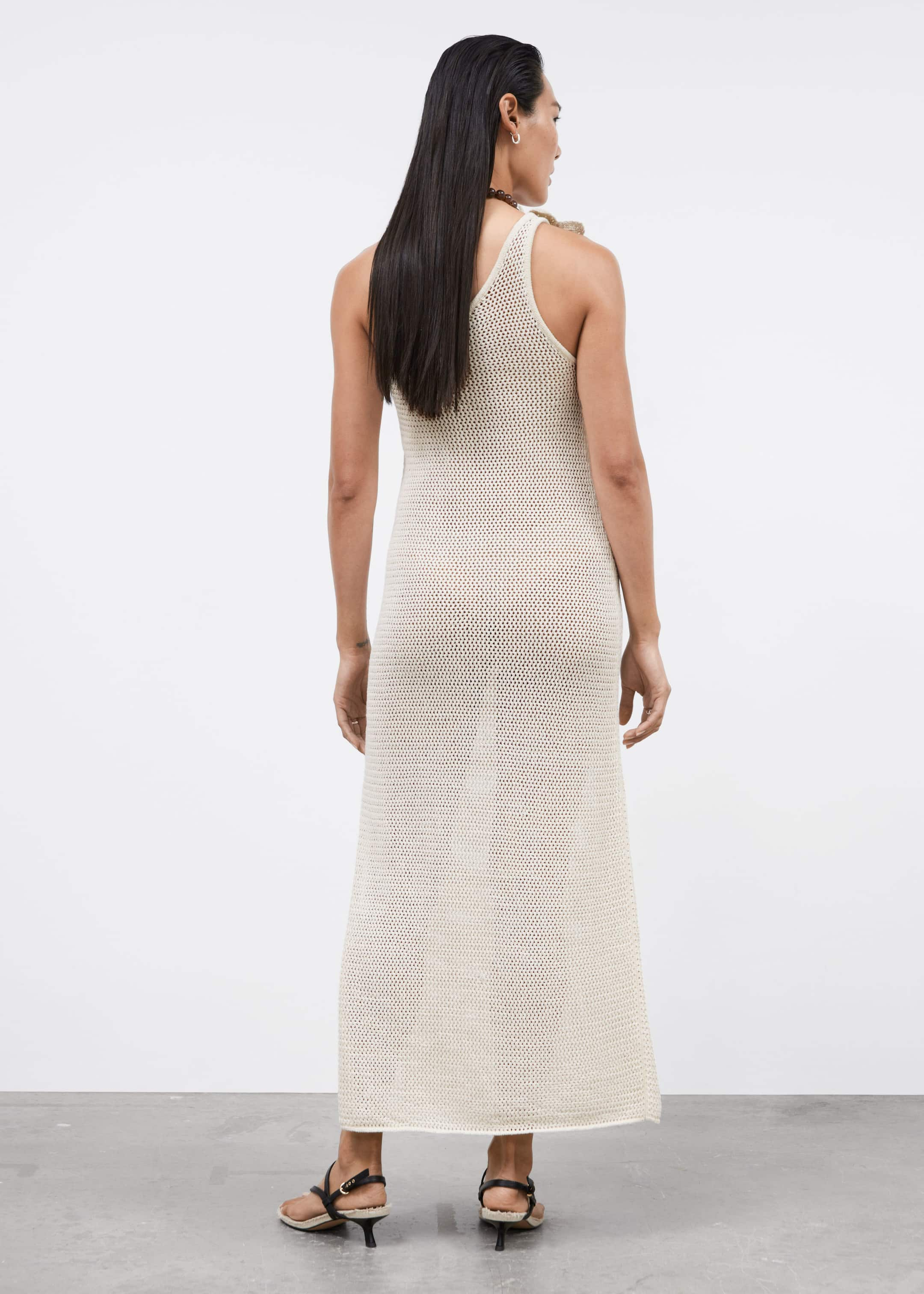 Crocheted One-Shoulder Midi Dress - Ivory - Lookbook