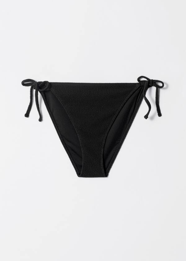 Textured Tie-Detail Bikini Briefs