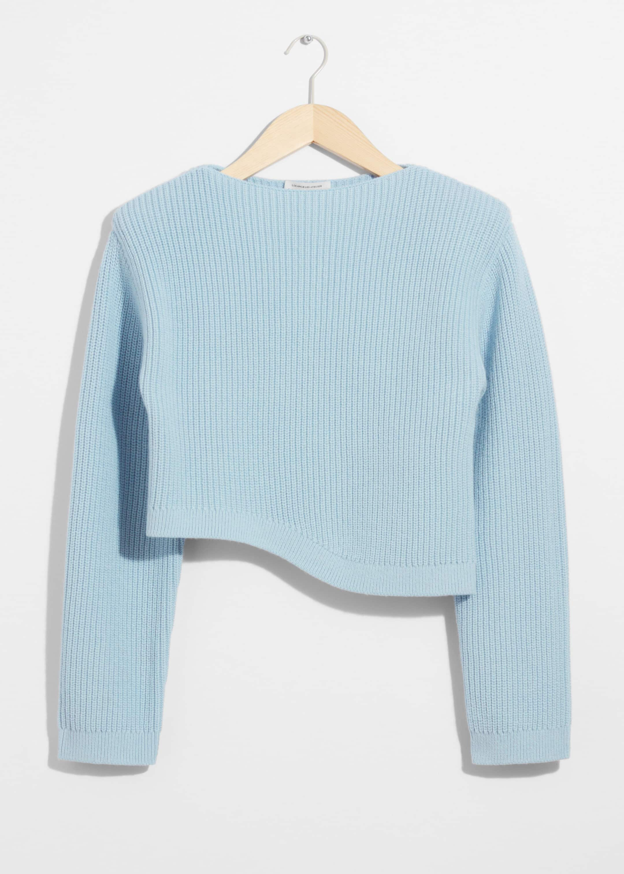 Asymmetric Rib-Knit Jumper - White - Still Life