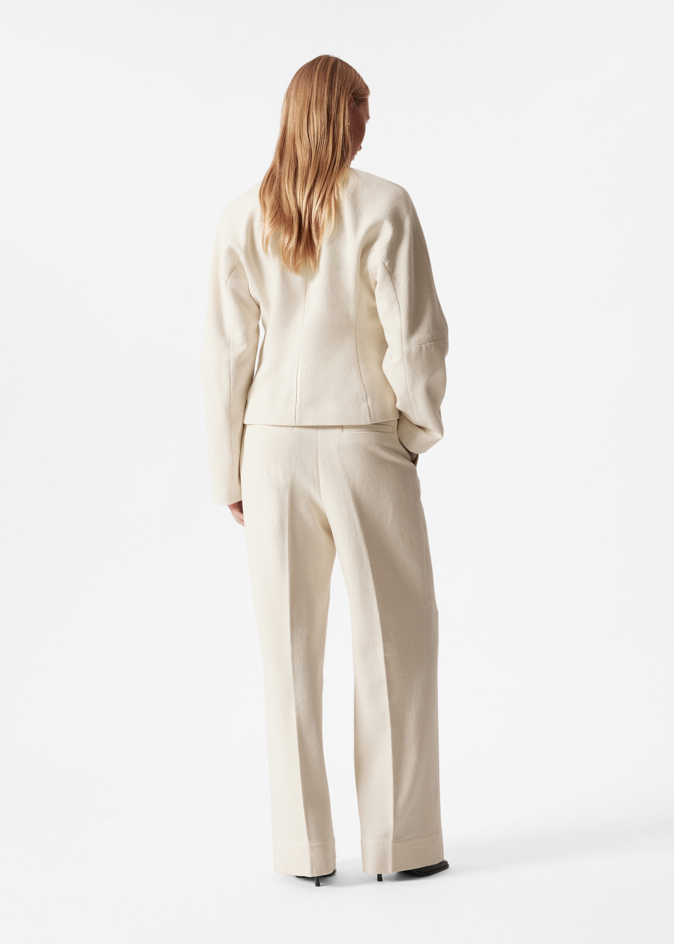 Wide-Leg Tailored Trousers - Ivory - Lookbook