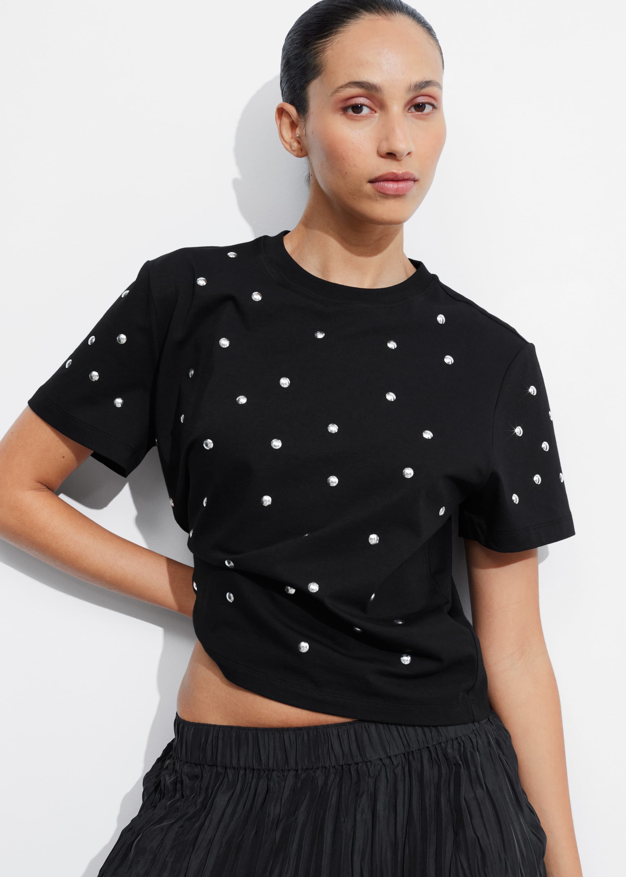 Studded T-Shirt - Black - Lookbook