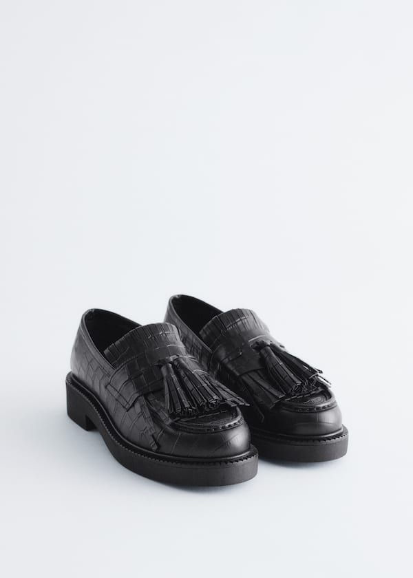 Chunky Croco Leather Loafers