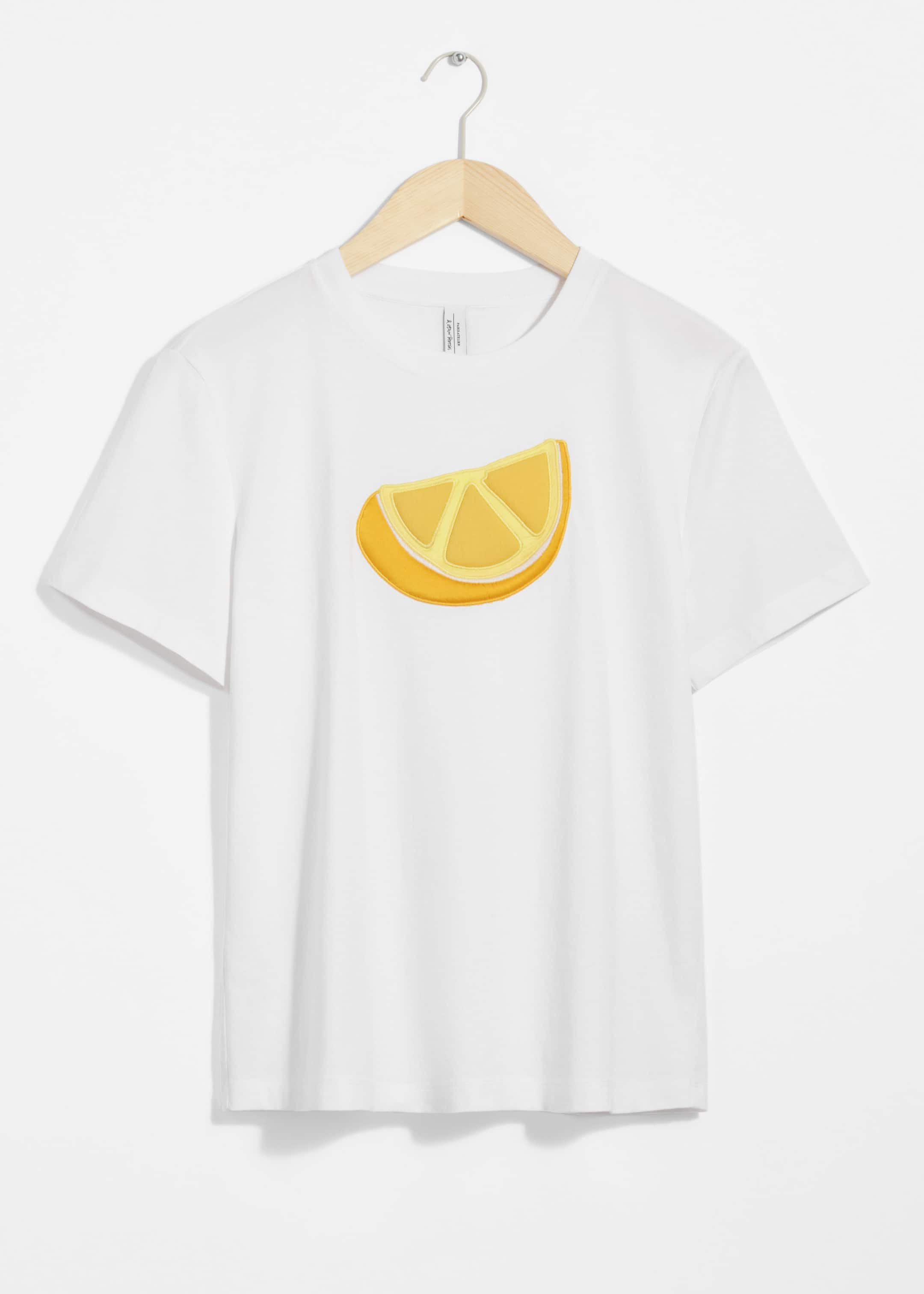 Fruit-Motif Crewneck T-Shirt - White - Still Life