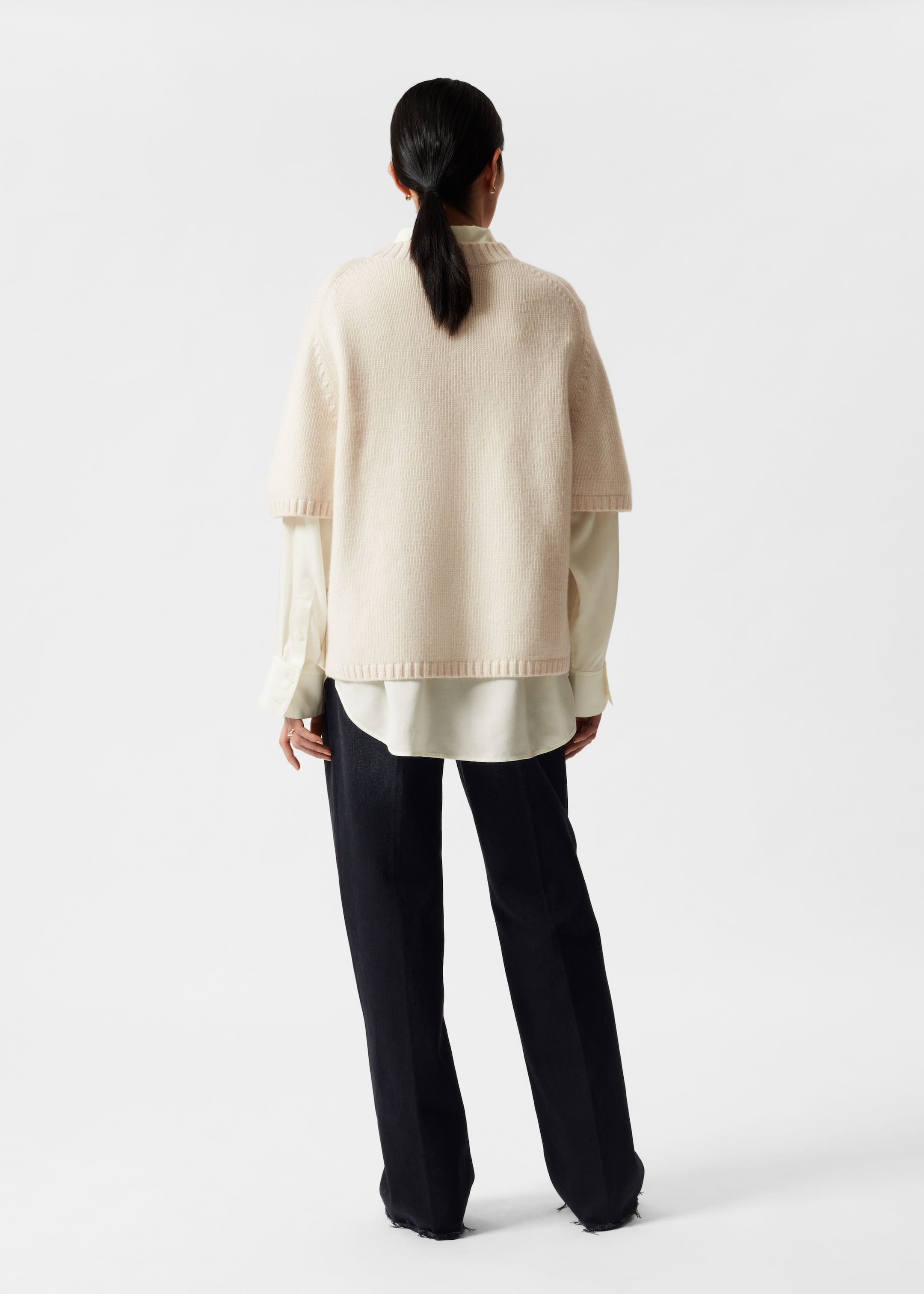 Cashmere-Blend Knit T-Shirt - Cream - Lookbook