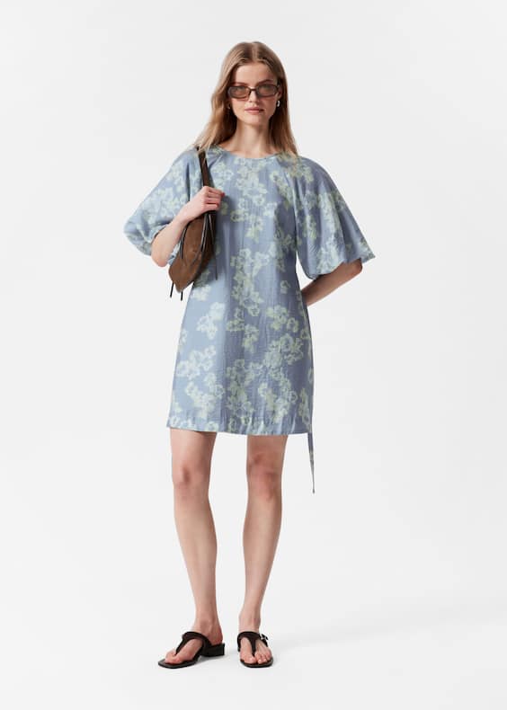 Puff-Sleeve Mini Dress