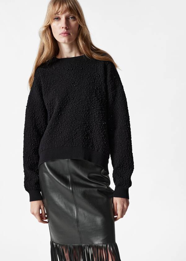 Textured-Jacquard Knit Jumper