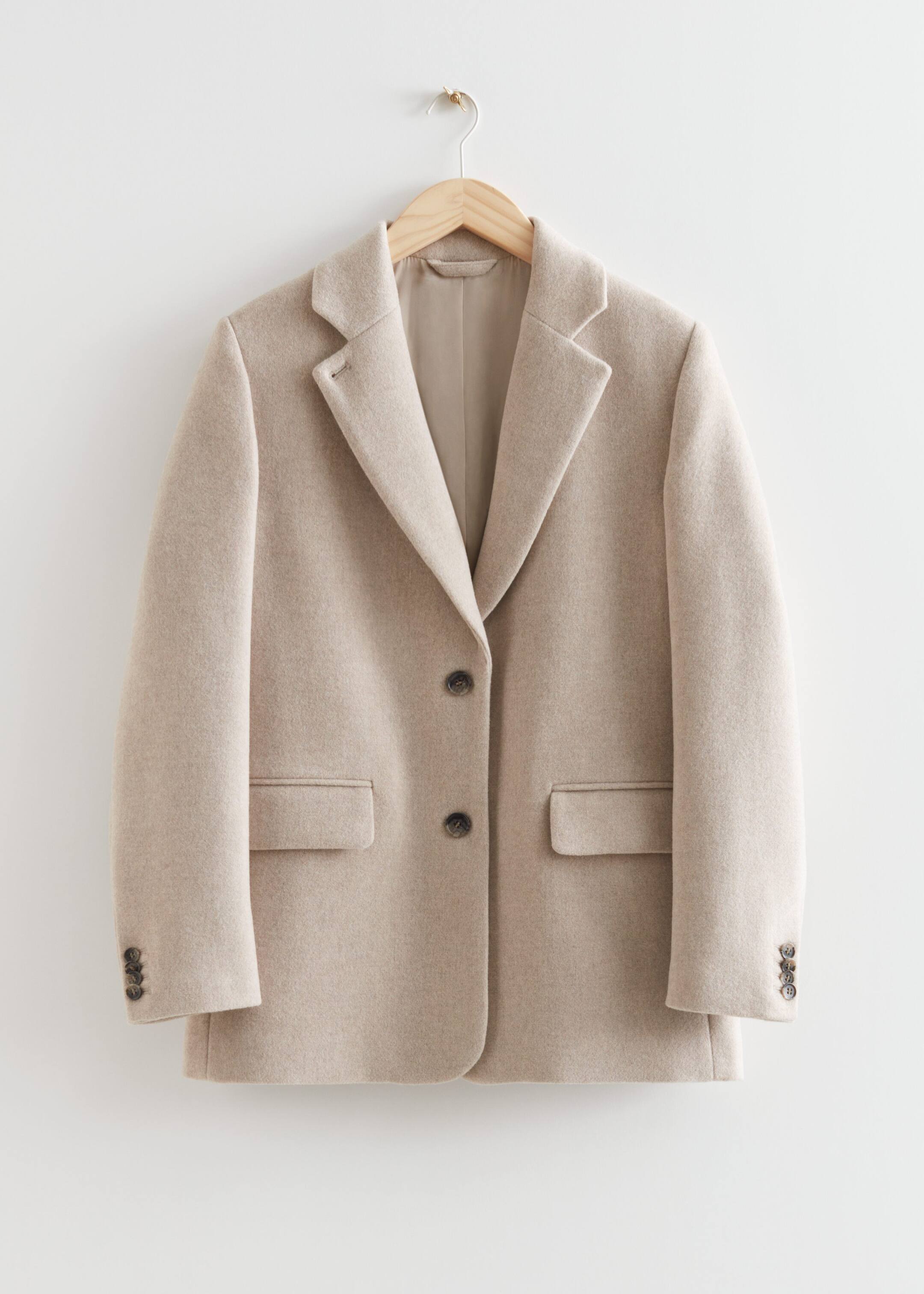 Oversized Wool Blazer Beige Blazers Other Stories DK