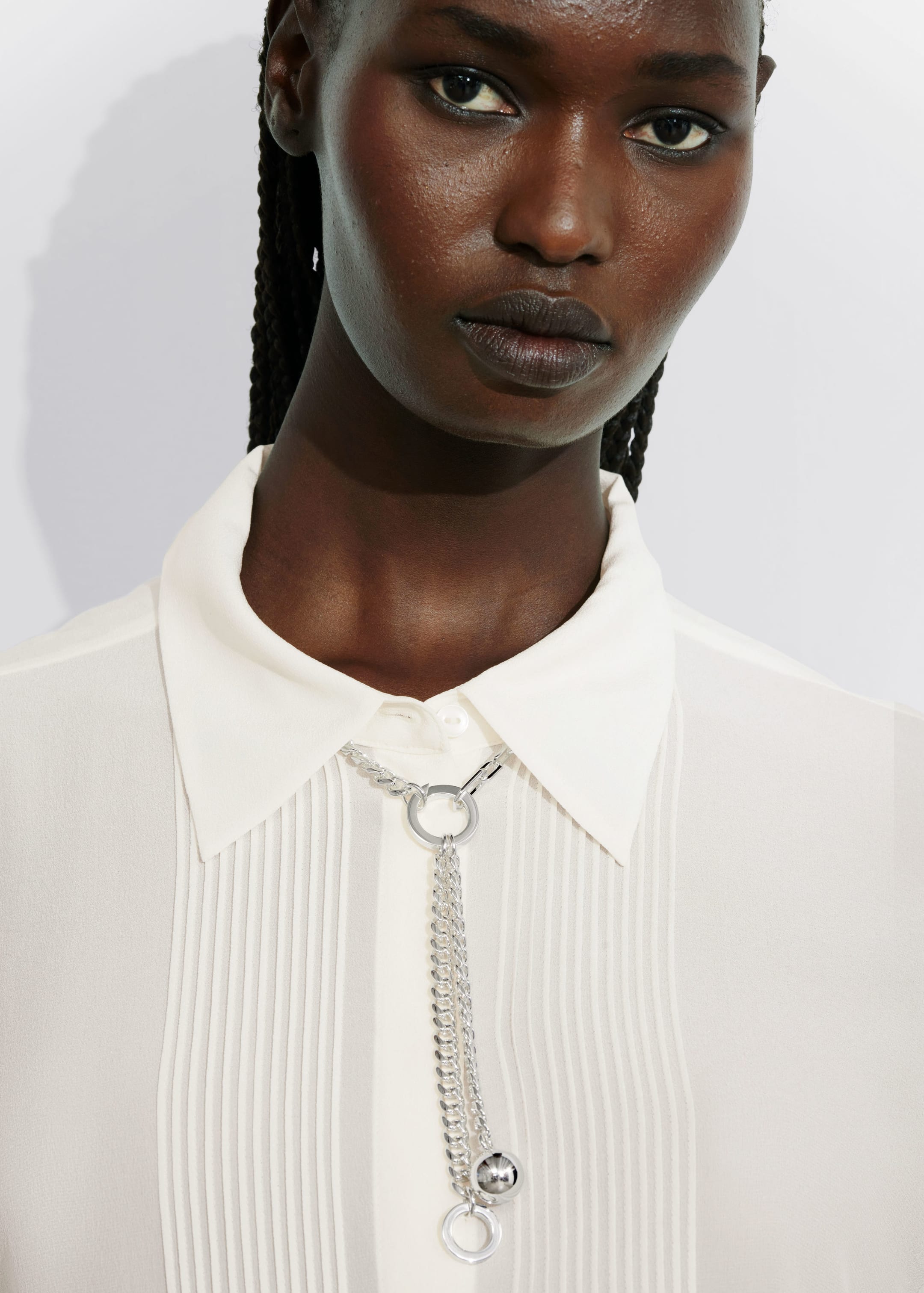 O-Ring Chain Necklace - Silver - Lookbook