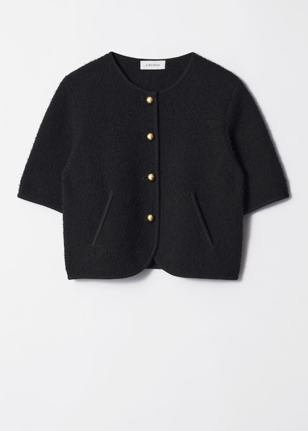 Textured Short-Sleeve Cardigan