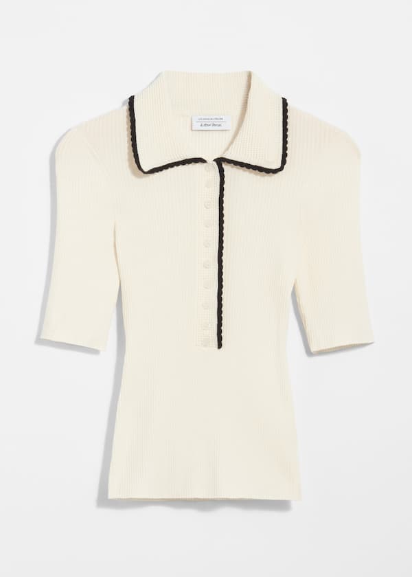 Scalloped Rib-Knit Top
