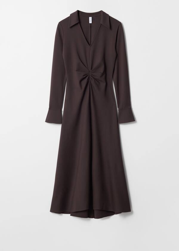 Ruched-Waist Midi Dress