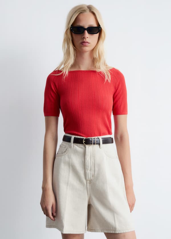 Rib-Knit Off-Shoulder Top