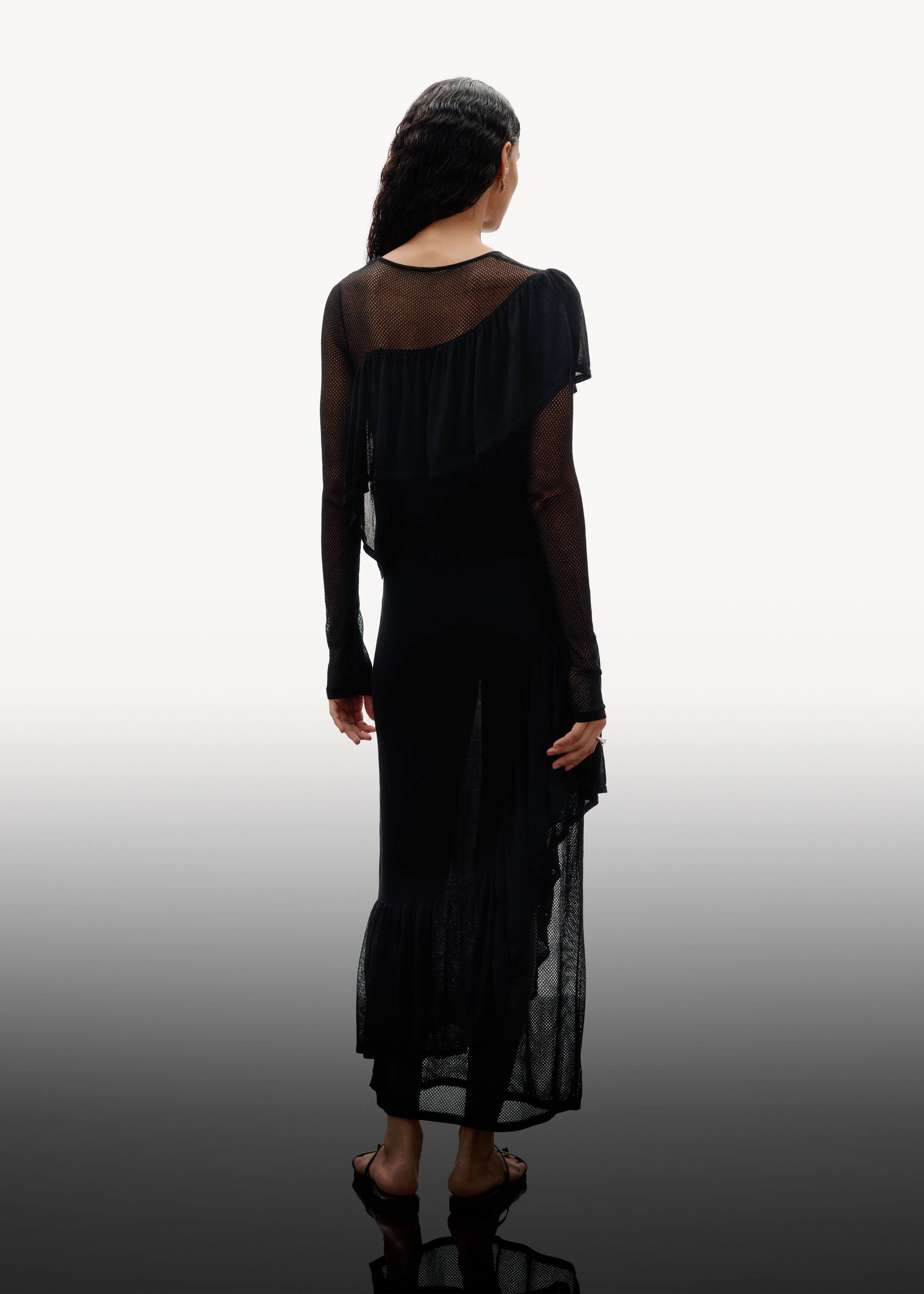 Robe midi en maille à superposition - Noir - Lookbook