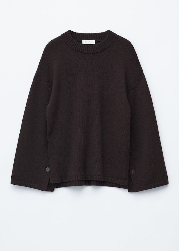 Button-Detailed Merino Sweater