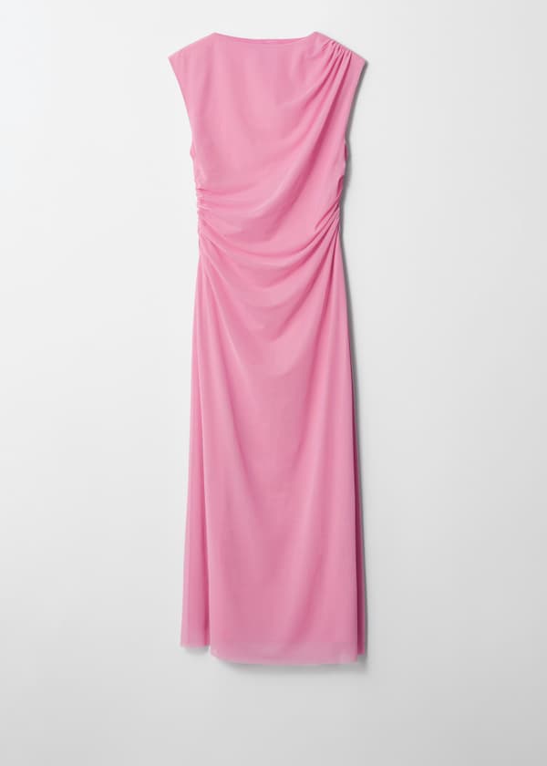 Draped Sleeveless Midi Dress