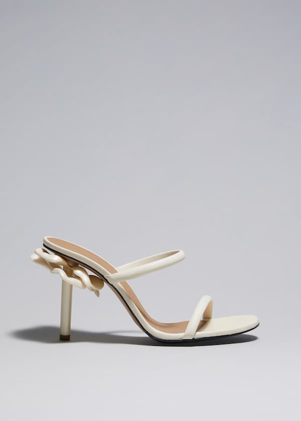 Flower Embellished Leather Mules