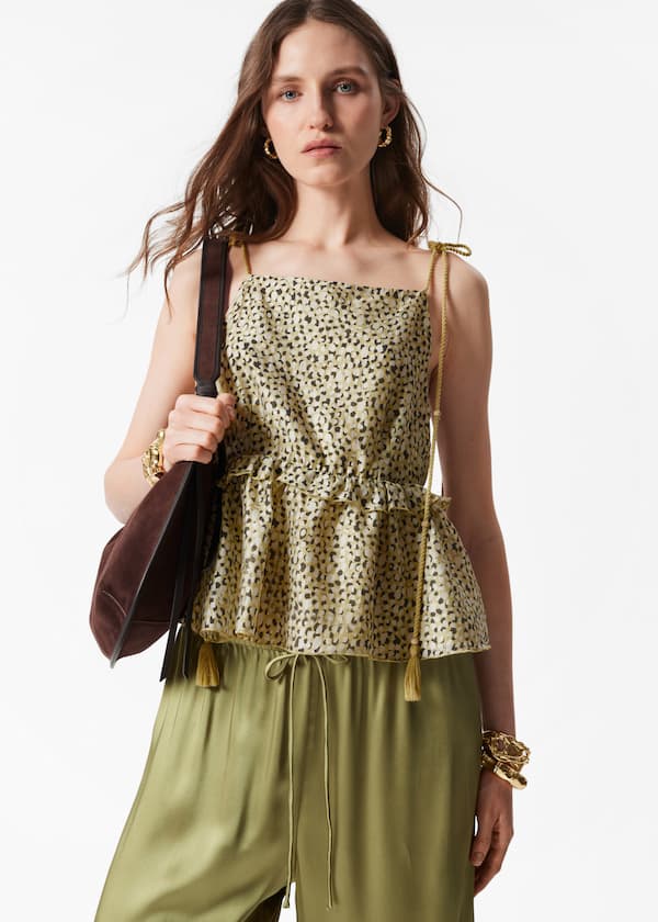 Peplum-Frill Strap Top