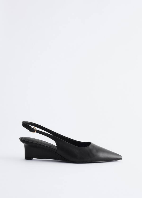 Leather Wedge Slingback Pumps