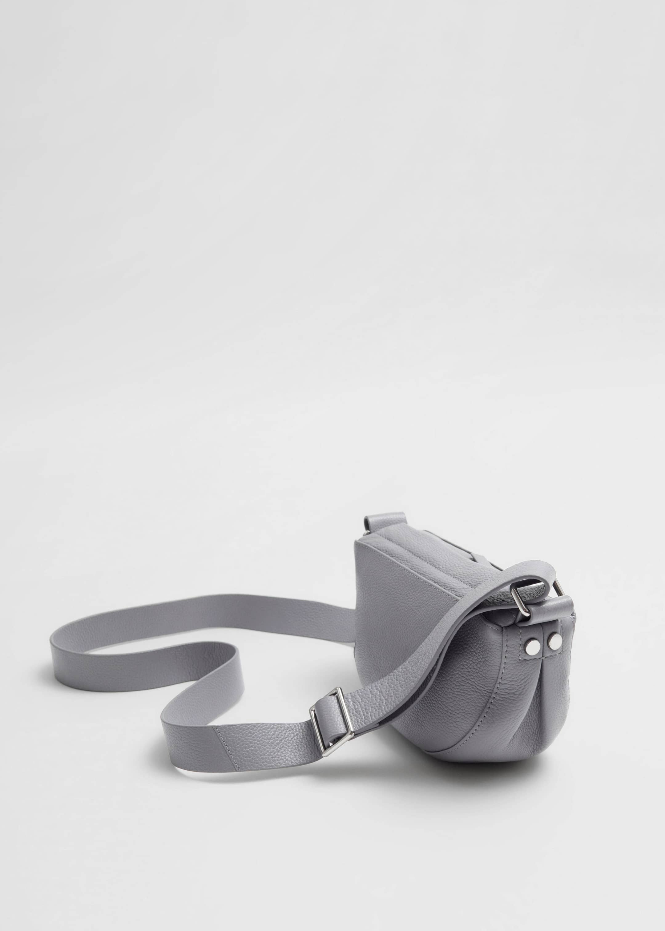 Small Soft Leather Crossbody Bag - Grey - Still Life