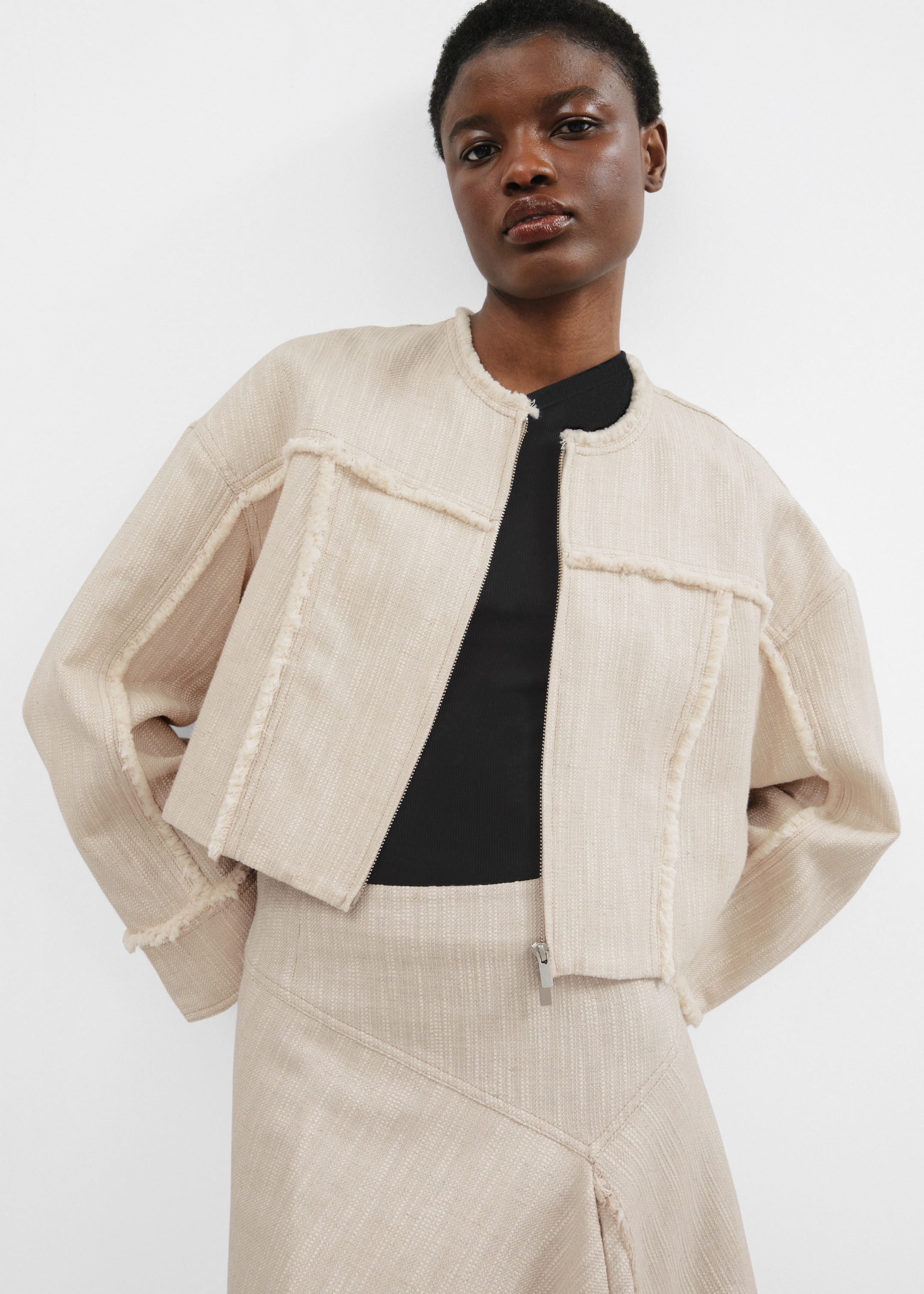 Frayed Linen-Blend Jacket - Beige - Lookbook