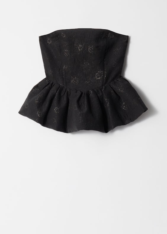 Bandeau Peplum Jacquard Top