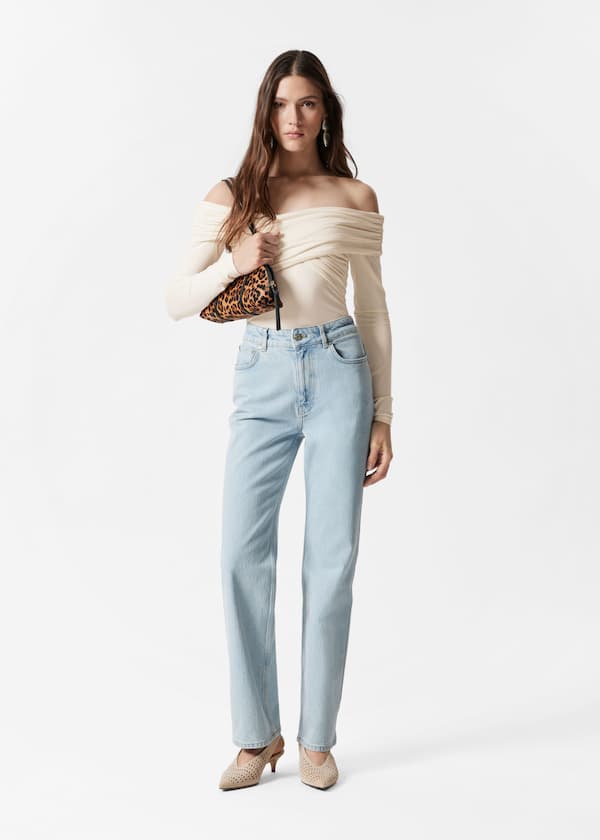 High-Waist Straight-Leg Jeans
