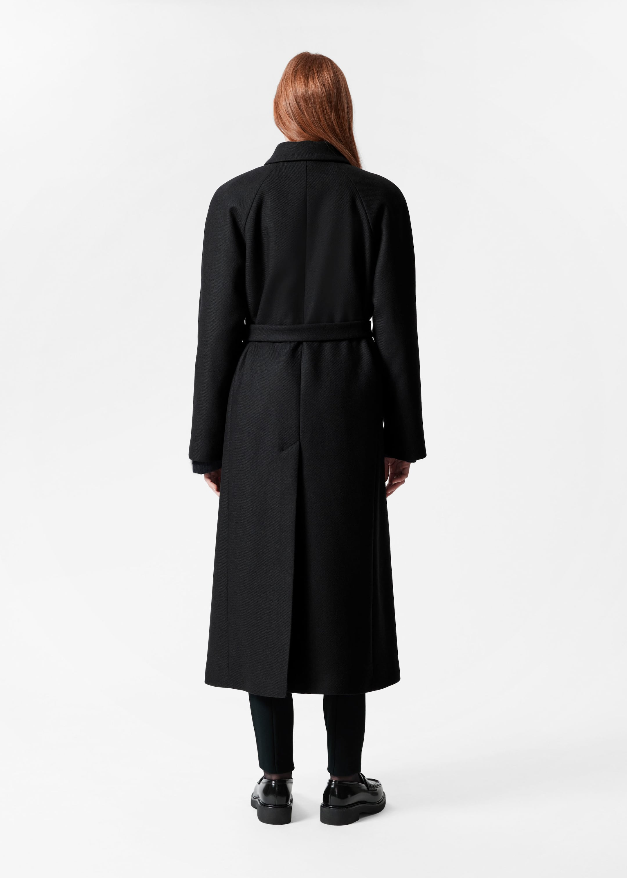 Belted Wool Coat - Black - Lookbook