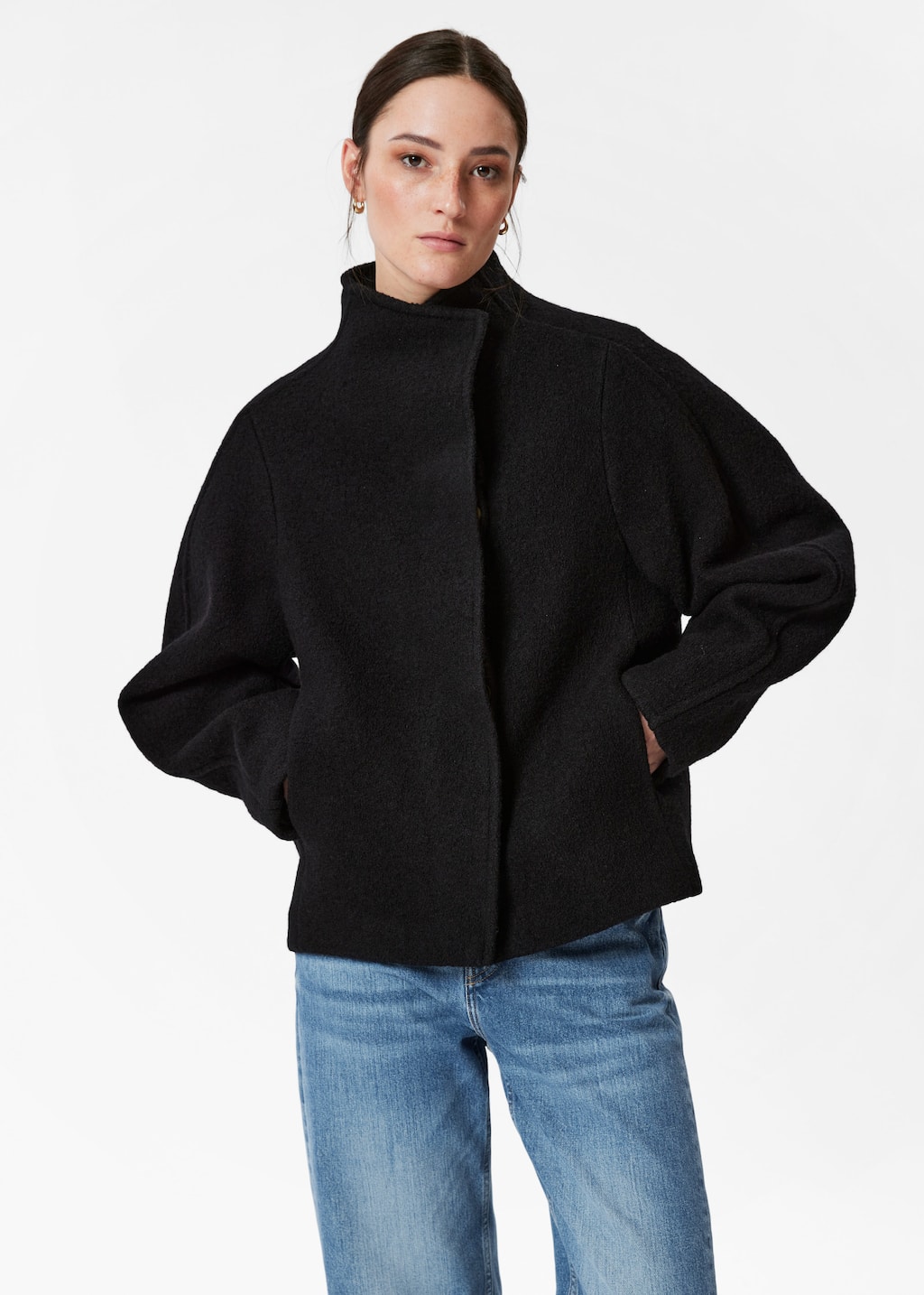 【新品未使用】Acka. over wool jacket NEW Collection Vegan Autumn /winter Short Extravagant Black