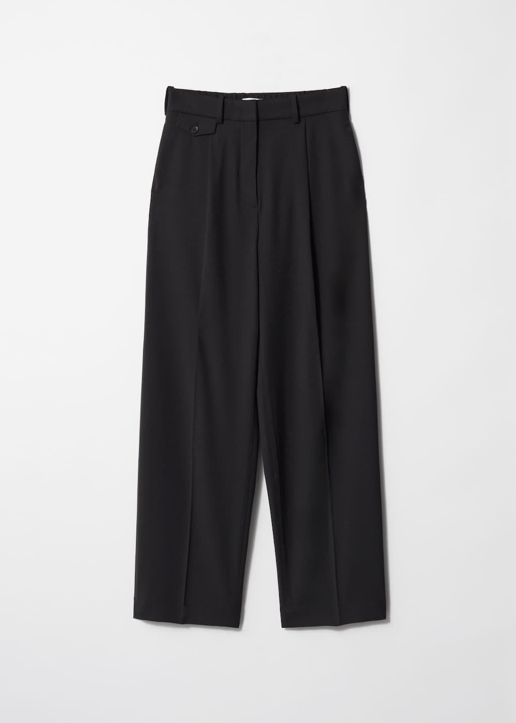 パンツ 00s black wool blend mode wide slacks Straight-Leg Press-Crease Trousers - Black - Tailored