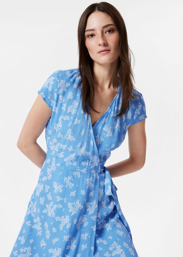 Printed Midi Wrap Dress