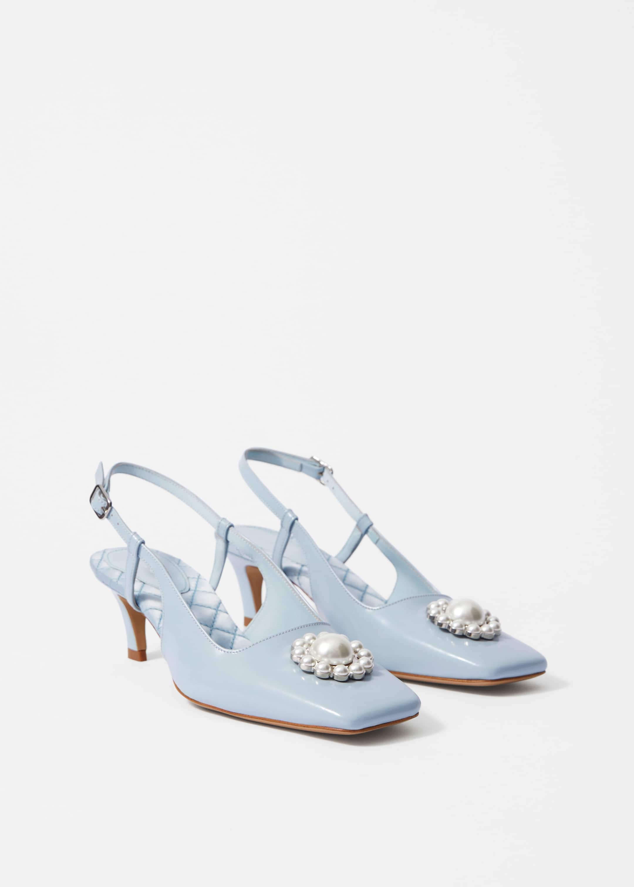 Glossed-Leather Slingback Pumps - Pastel blue - Still Life