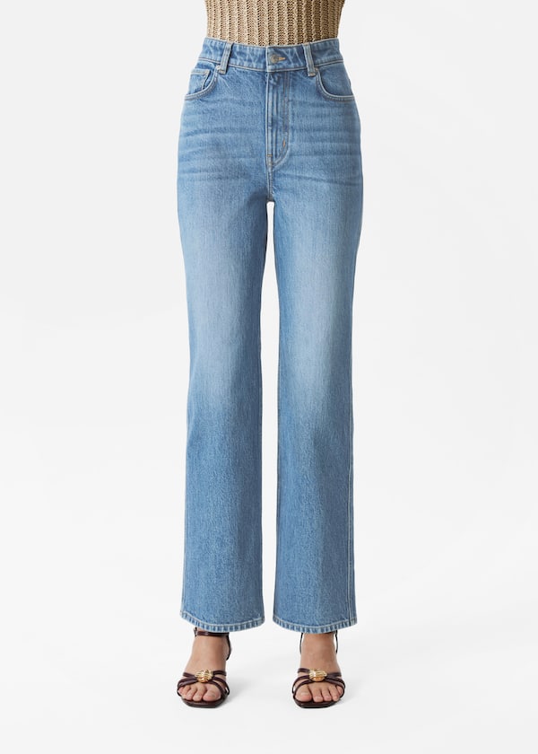 High-Waist Straight-Leg Jeans