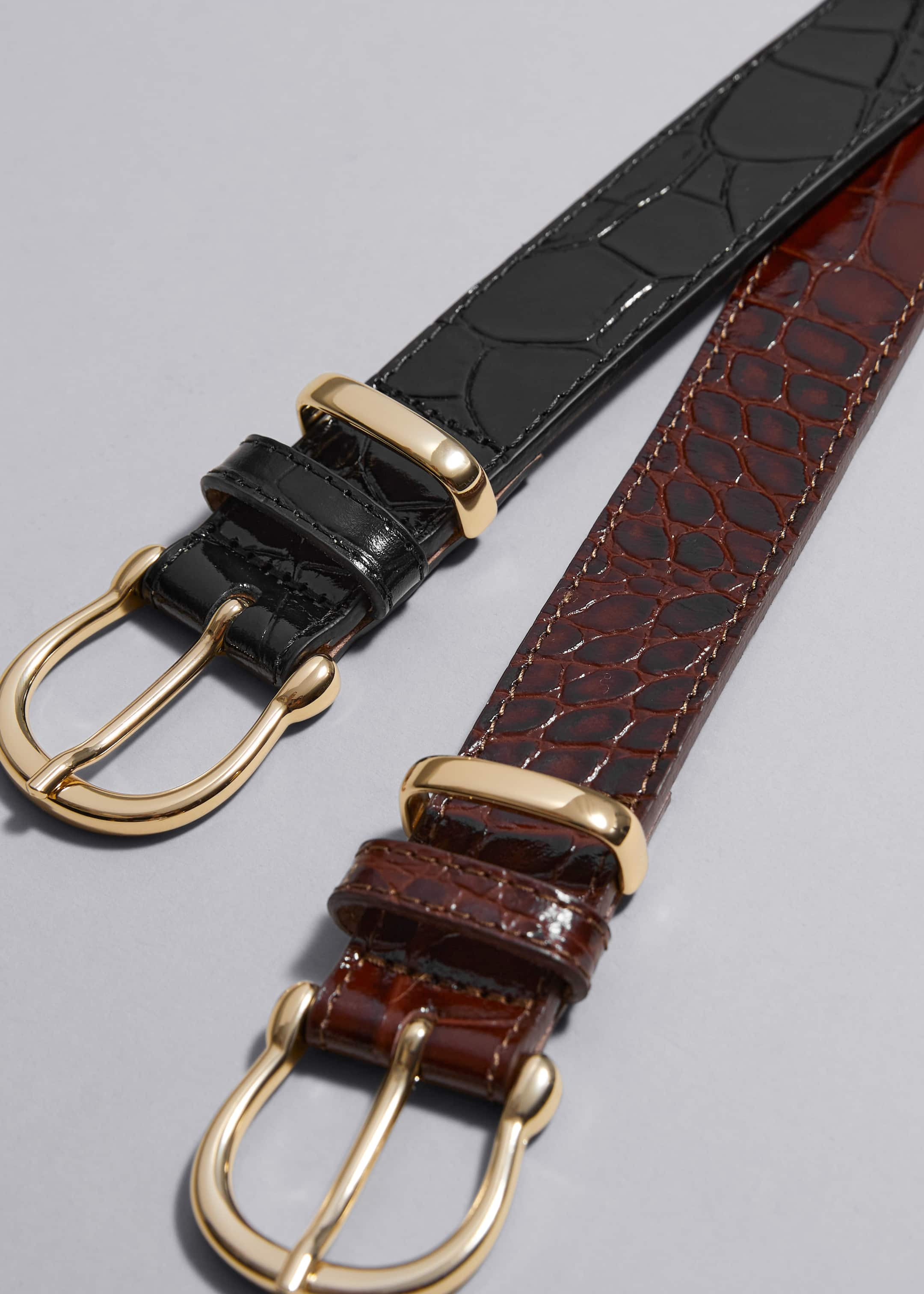 Ceinture en cuir croco - {{variantName}} - Descriptive Detail